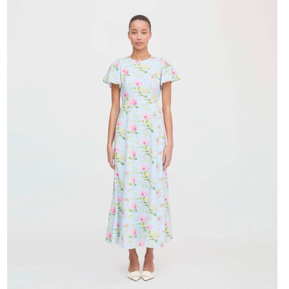 NWT Hill House Dominique Dress Linen Blend Hydrangea Chintz Garden Party Small